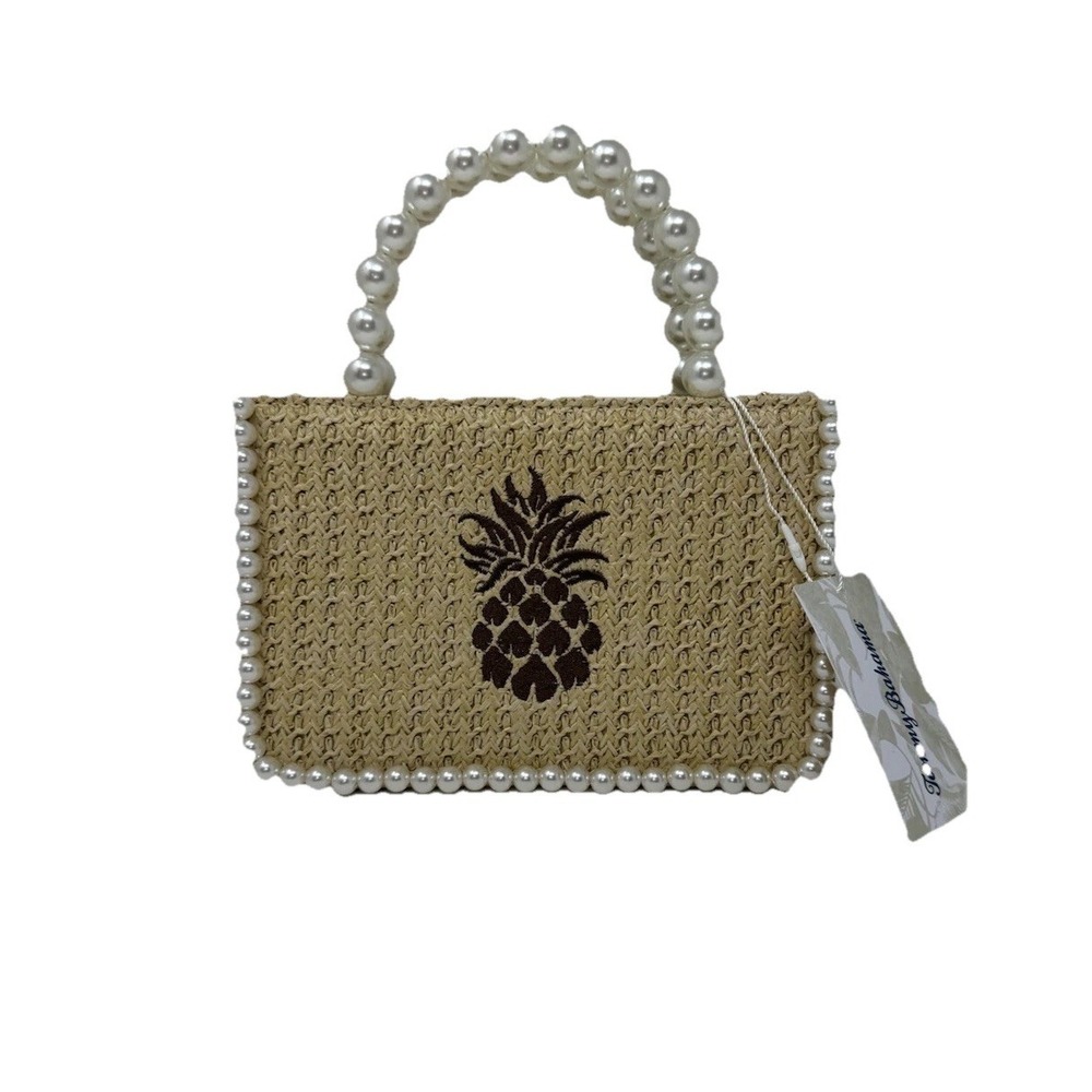Tommy Bahama Woven Pineapple Pearl Bag With Shoulder‎ Crossbody Gold Chain NWT